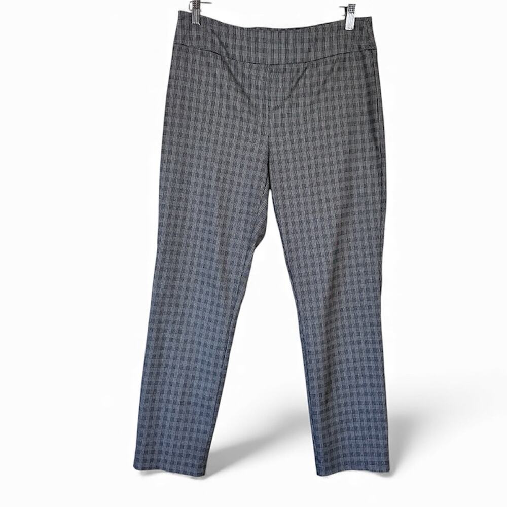 Massimo Fabbro Italy Grey Black Plaid Slim Trouser Dress Pants Womens 8 Preppy